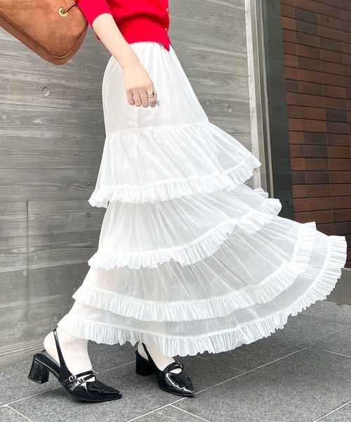 CHARME BY MICOLA スカート ボリュームシアーティアードフリルスカート