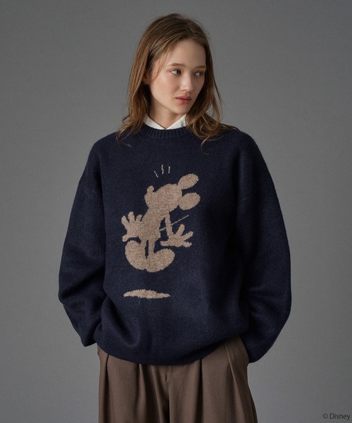 ONCILY ミッキーニット Disney / Mickey Mouse 】SILHOUETTE MOTIF KNIT / 【 ディズニー