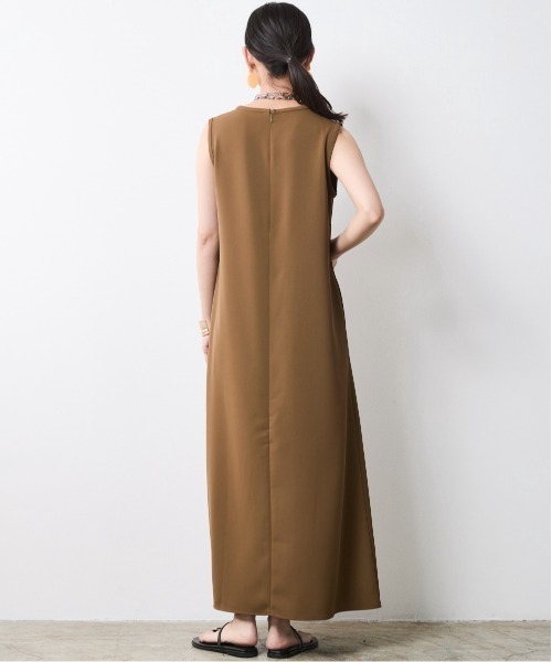 「CHIC STYLE」 ノースリーブワンピース LL オリーブ レディース_画像6