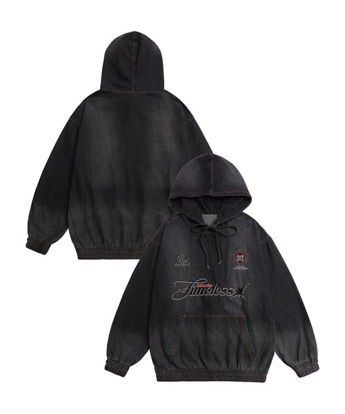 パーカー HOOK -select- 刺繍デニムプルオーバーパーカー メンズ