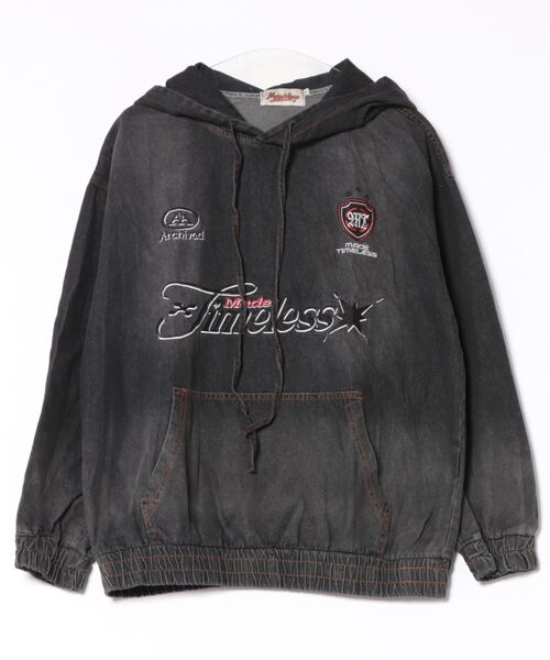 パーカー HOOK -select- 刺繍デニムプルオーバーパーカー メンズ