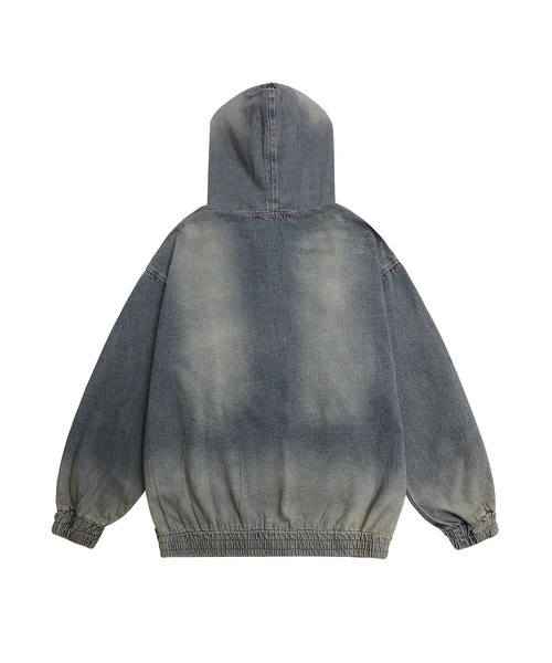 パーカー HOOK -select- 刺繍デニムプルオーバーパーカー メンズ