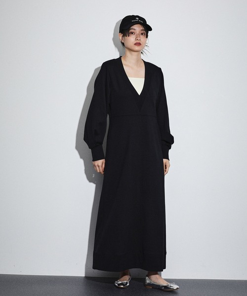 ADAM ET ROPE'（アダムエロペ） 長袖ワンピース FREE ブラック