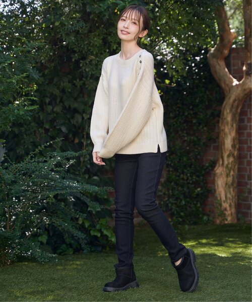 ikka（イッカ） ニット セーター 肩ボタン変形リブニットプルオーバー