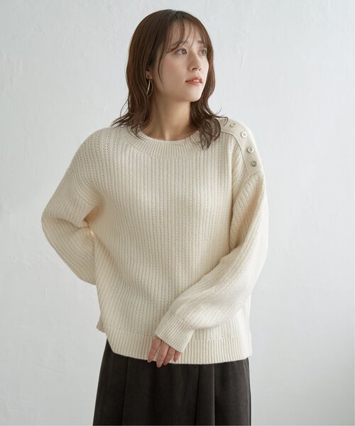 ikka（イッカ） ニット セーター 肩ボタン変形リブニットプルオーバー