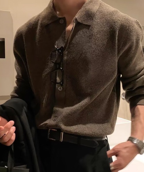 NOWLE（ノウル） カーディガン 「NOWLE」ポロネック リブニット