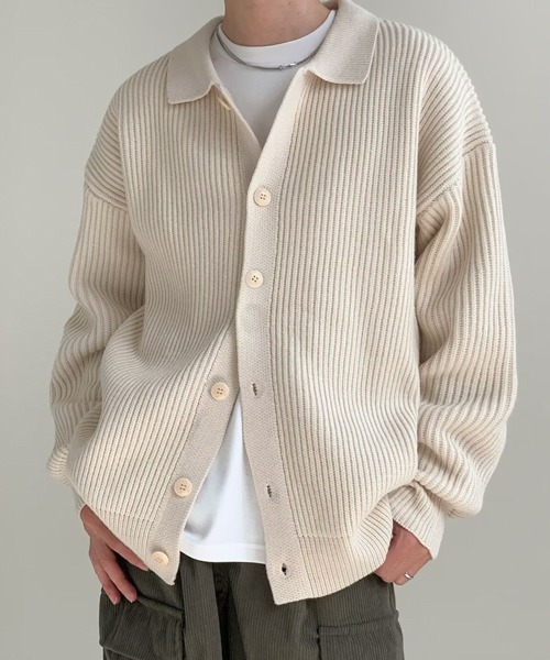 NOWLE（ノウル） カーディガン 「NOWLE」ポロネック リブニット