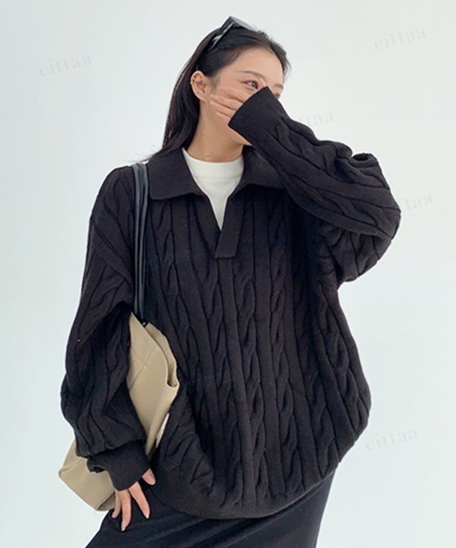 Dalfwin（ダールフィン） ニット セーター 韓国ファッション ケーブル