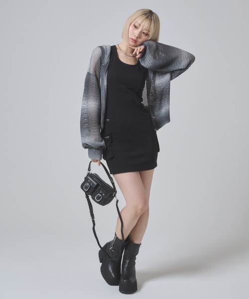 「ENVYM」 ノースリーブワンピース FREE グレー レディース_画像3