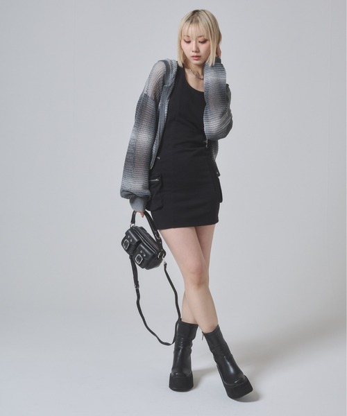 「ENVYM」 ノースリーブワンピース FREE グレー レディース_画像4