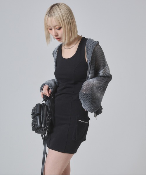 「ENVYM」 ノースリーブワンピース FREE グレー レディース_画像7