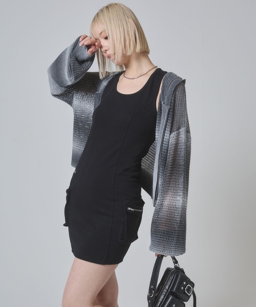 「ENVYM」 ノースリーブワンピース FREE グレー レディース_画像9