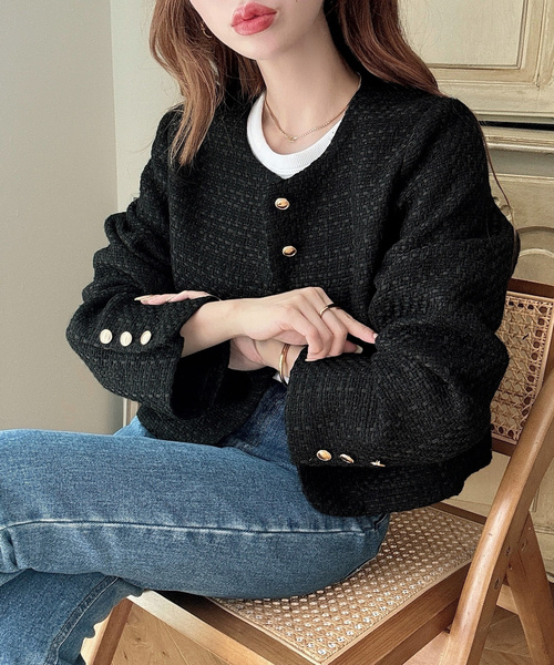 「Meiru」 ノーカラージャケット SMALL ブラック レディース_画像8