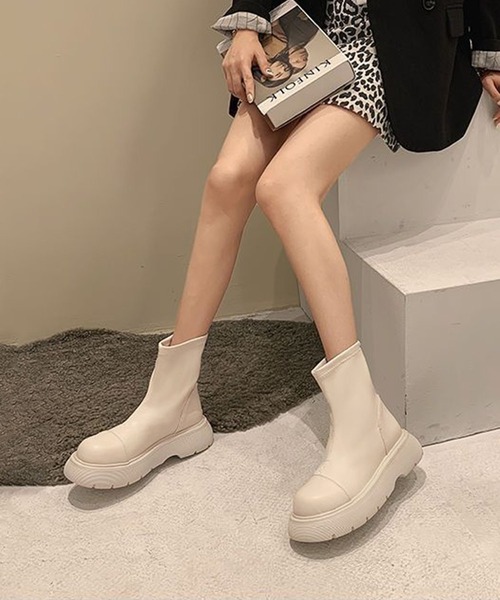 shoes365 ショート ブーツ 厚底ショートブーツ レディース : ZOZOTOWN
