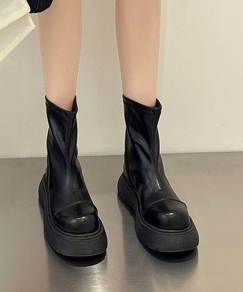 shoes365 ショート ブーツ 厚底ショートブーツ レディース : ZOZOTOWN