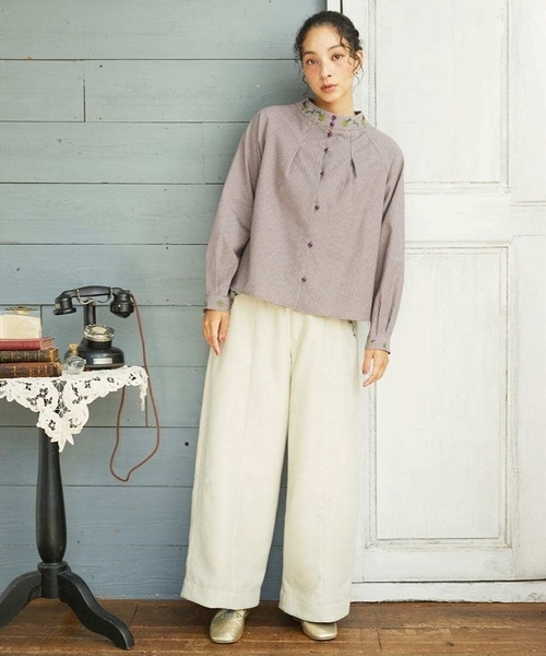 Jocomomola（ホコモモラ） パンツ Pradera ピーチ起毛ワイドパンツ