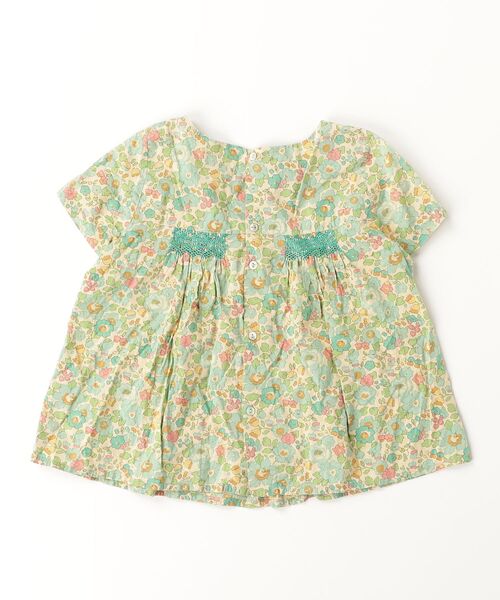 「Bonpoint」 「KIDS」花柄半袖ブラウス 6 グリーン キッズ_画像2