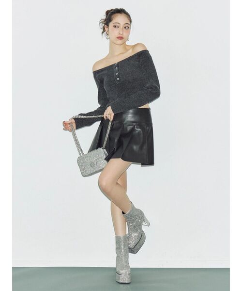 EVRIS（エヴリス） ブーツ グリッターチャンキーヒールショートブーツ