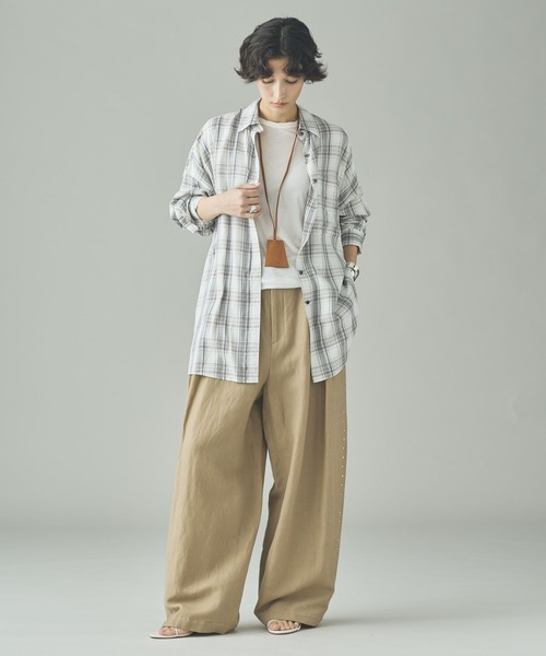 Curensology（カレンソロジー） パンツ /リネンウールスタッズパンツ