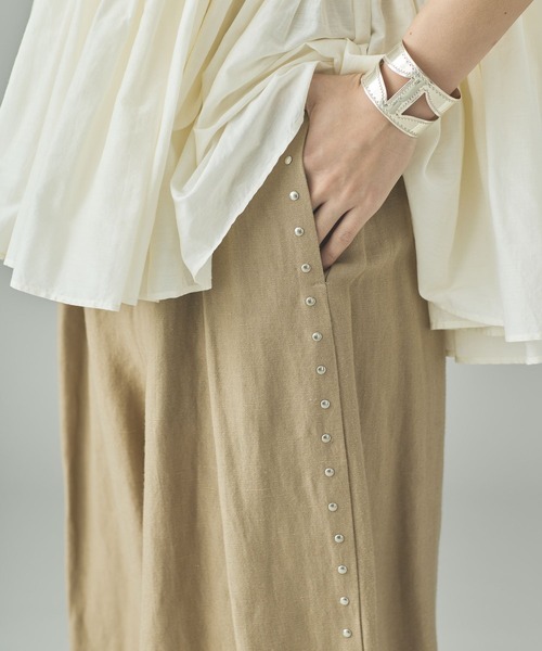 美品✨リネン✨カレンソロジー ワイドパンツ フリーサイズ カジュアル Curensology（カレンソロジー） パンツ /ダブルクロスツータックパンツ