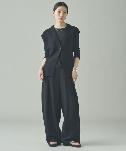 美品✨リネン✨カレンソロジー ワイドパンツ フリーサイズ カジュアル Curensology（カレンソロジー） パンツ /リネンウールスタッズパンツ