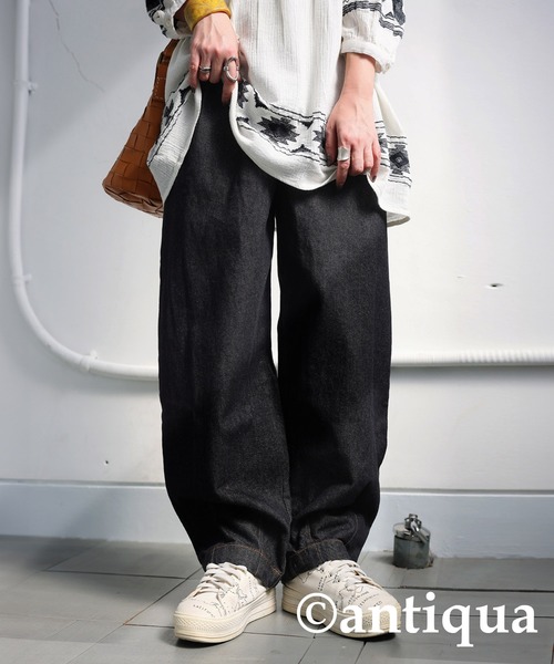 「antiqua」 デニムパンツ P ブラック レディース_画像6