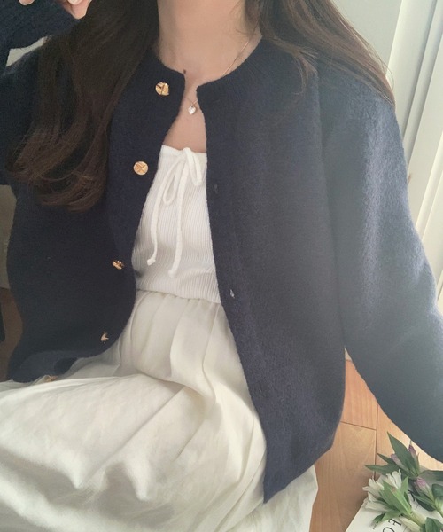 「LAUIR」 ニットカーディガン FREE ネイビー レディース_画像7