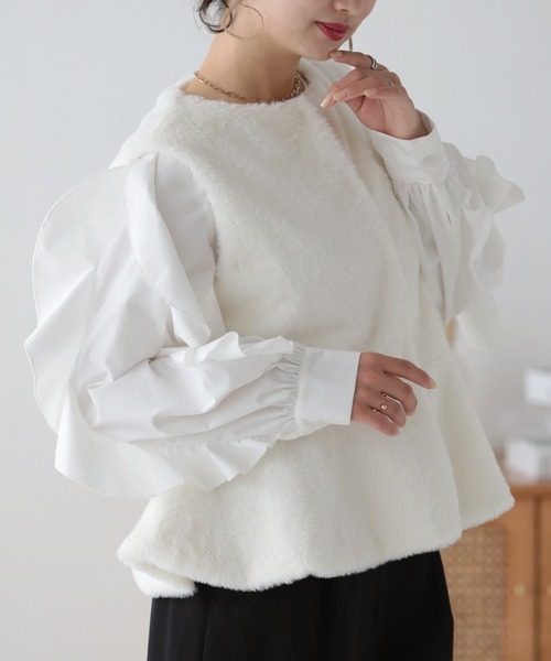 「O.S.K」 ベスト FREE グレイッシュベージュ レディース_画像2