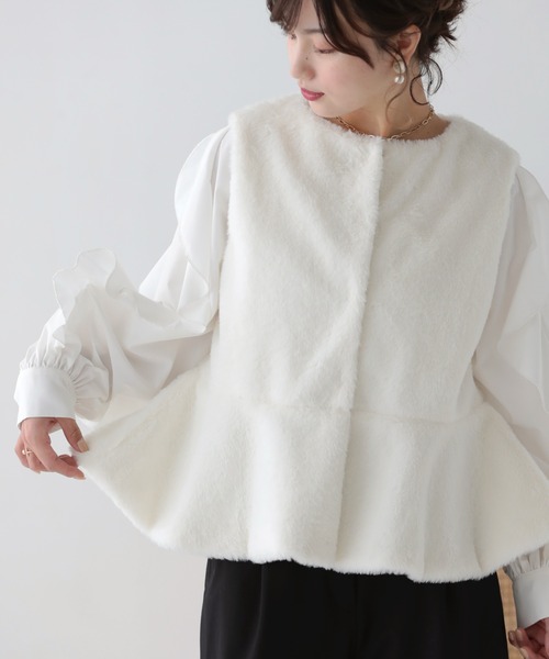 「O.S.K」 ベスト FREE グレイッシュベージュ レディース_画像3