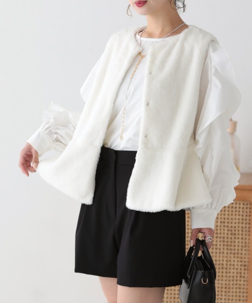 「O.S.K」 ベスト FREE グレイッシュベージュ レディース_画像6