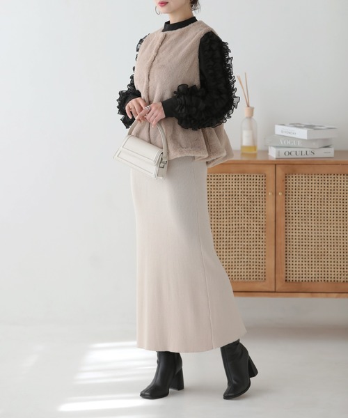 「O.S.K」 ベスト FREE グレイッシュベージュ レディース_画像9