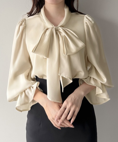 「mipiarl」 長袖ブラウス LARGE アイボリー レディース_画像7