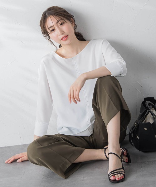 「LAUTREAMONT」 7分袖ブラウス 9号 ネイビー レディース_画像5