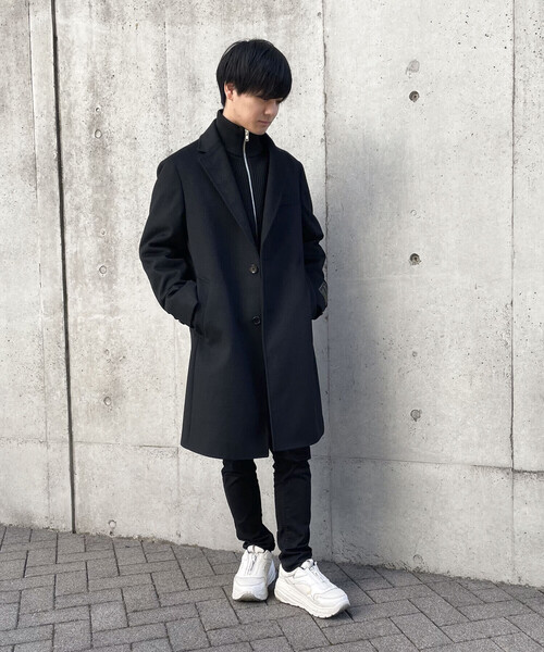 「COMME CA ISM」 チェスターコート S ブラック メンズ_画像4