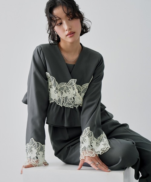 NOGLE パンツドレス 「NOGLE/ノグル」レースフラワージャケットセット 