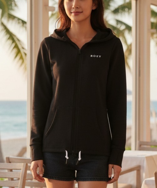 ROXY ロキシー フード付ラッシュガード  ブラック ROXY（ロキシー） ラッシュガード 「ROXY/ロキシー」AURORA 水陸両用