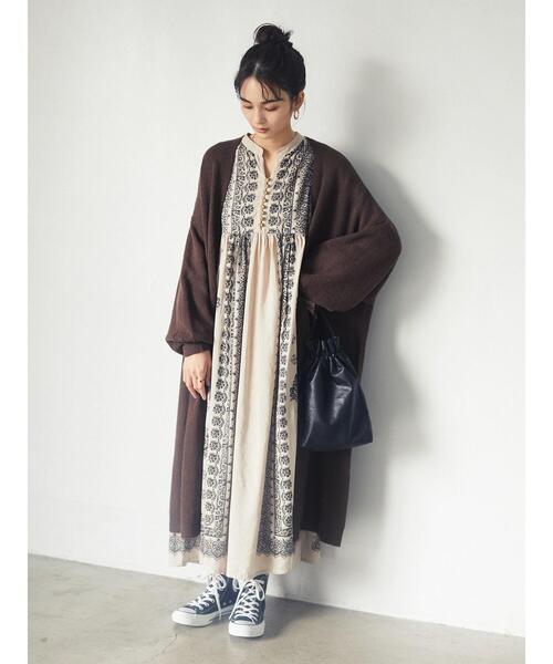 「CRAFT STANDARD BOUTIQUE」 長袖ワンピース FREE パープル レディース_画像3