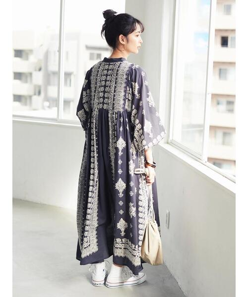 「CRAFT STANDARD BOUTIQUE」 長袖ワンピース FREE パープル レディース_画像9