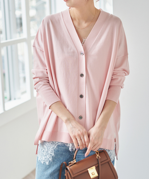 Spick&Span カーディガン ピンク　25SS Spick＆Span（スピック アンド スパン） カーディガン Emil cotoni V