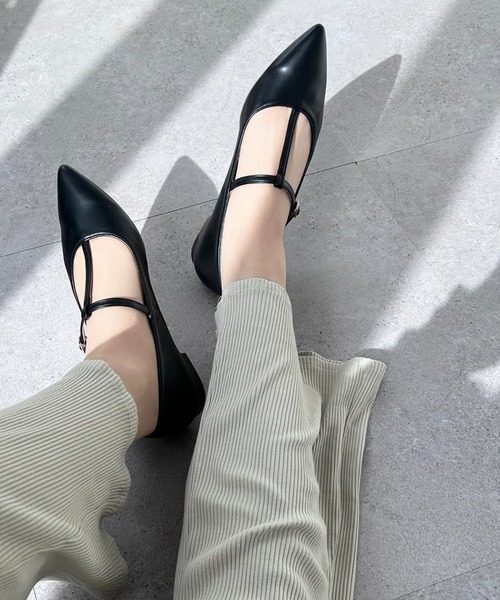 MAMIAN（マミアン） パンプス Tストラップ フラットパンプス