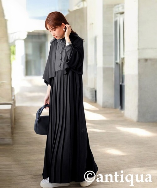 「antiqua」 長袖ワンピース P ブラック レディース_画像5