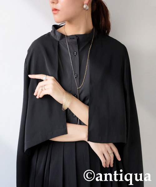 「antiqua」 長袖ワンピース P ブラック レディース_画像6