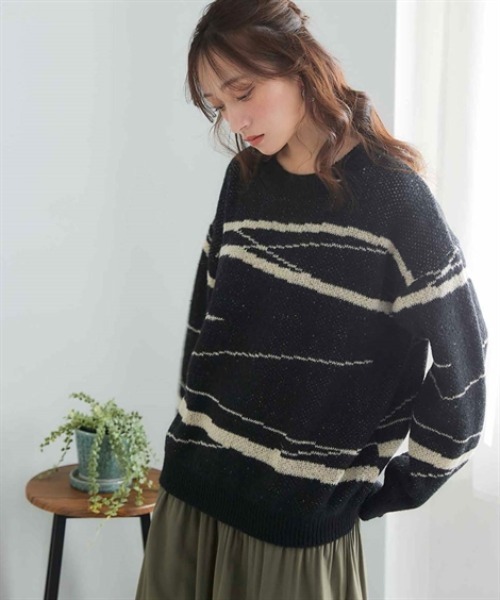 「nissen」 長袖ニット L～LL グレー レディース_画像4