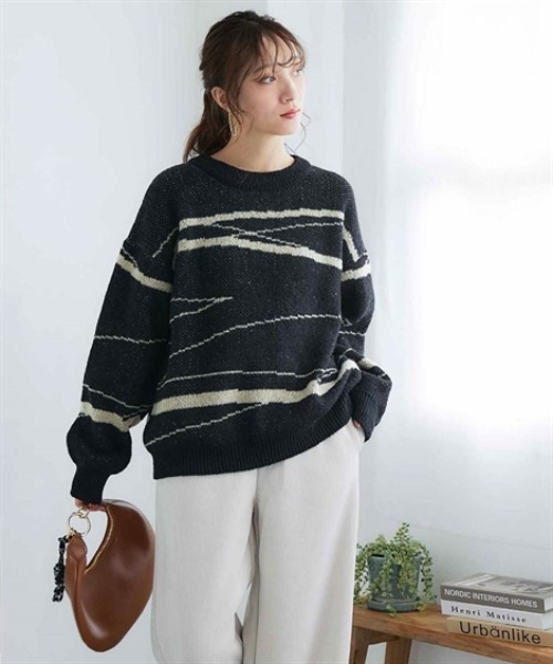 「nissen」 長袖ニット L～LL グレー レディース_画像6