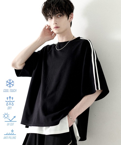 LILL（リル） tシャツ 高機能コットンポンチサイドスリット5分袖