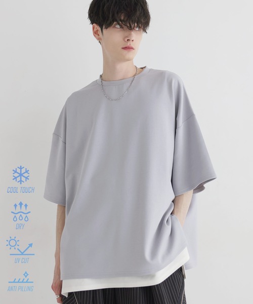 LILL（リル） tシャツ 高機能コットンポンチサイドスリット5分袖