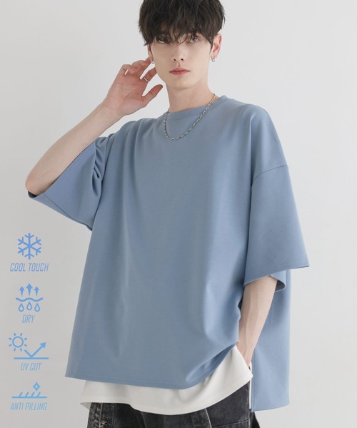 LILL（リル） tシャツ 高機能コットンポンチサイドスリット5分袖