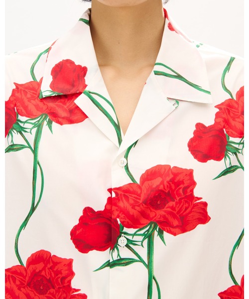 シャツ 'KENZO Archive Rose' ハワイアン ショートスリーブ シャツ イン コットン メンズの画像