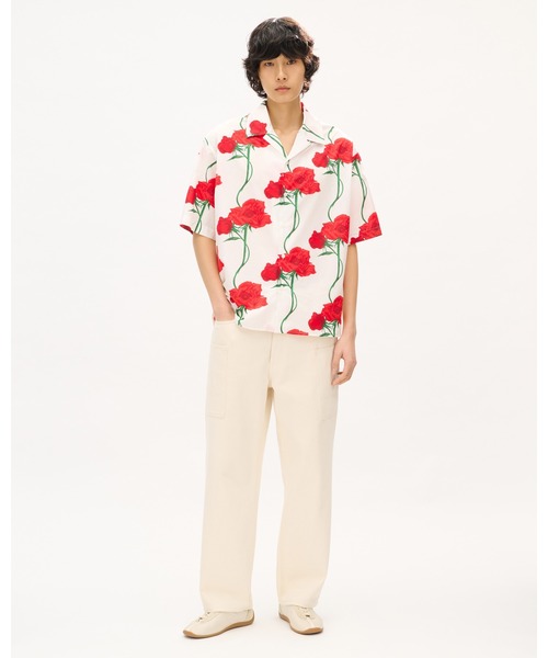 シャツ 'KENZO Archive Rose' ハワイアン ショートスリーブ シャツ イン コットン メンズの画像