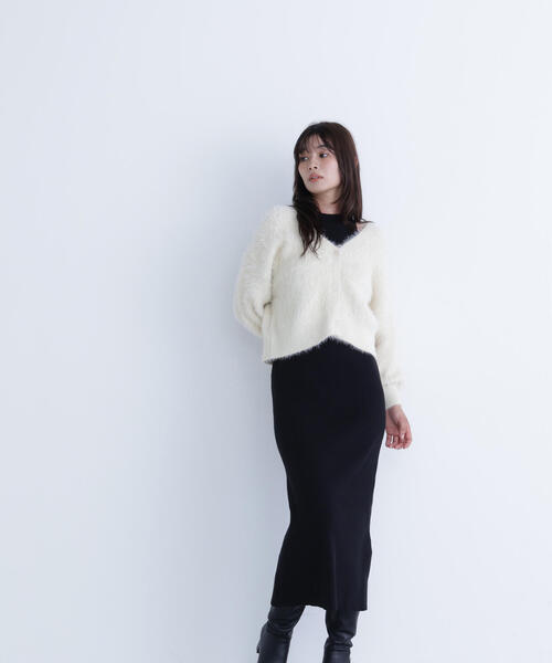 「NATURAL BEAUTY BASIC」 コンビワンピース MEDIUM ブラック系その他 レディースの画像